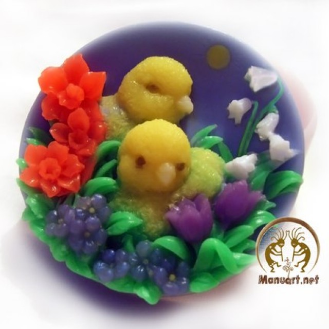 Forma silikonowa - Kurczaki w kwiatkach - do wyrobu mydła, świec i odlewów 