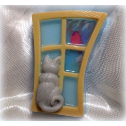 Forma silikonowa - Kot na oknie - do wyrobu mydÅ‚a, Å›wiec i odlewÃ³w 