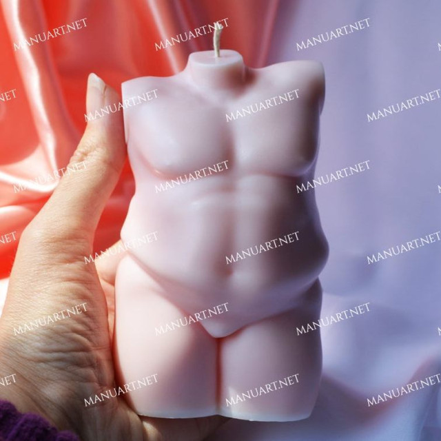 Forma silikonowa - Duży Tors puszystego mężczyzny 3D - do wyrobu mydła, świec i odlewów