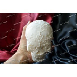 Forma silikonowa - Åšrednia meksykaÅ„ska czaszka 3D - do wyrobu mydÅ‚a, Å›wiec i odlewÃ³w 