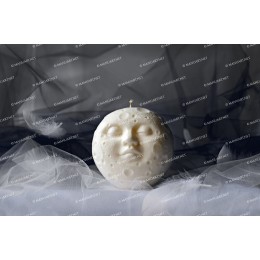 Forma silikonowa - Duża kula księżyca z twarzą 3D - do wyrobu mydła, świec i odlewów 