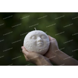 Forma silikonowa - DuÅ¼a kula ksiÄ™Å¼yca z twarzÄ… 3D - do wyrobu mydÅ‚a, Å›wiec i odlewÃ³w 