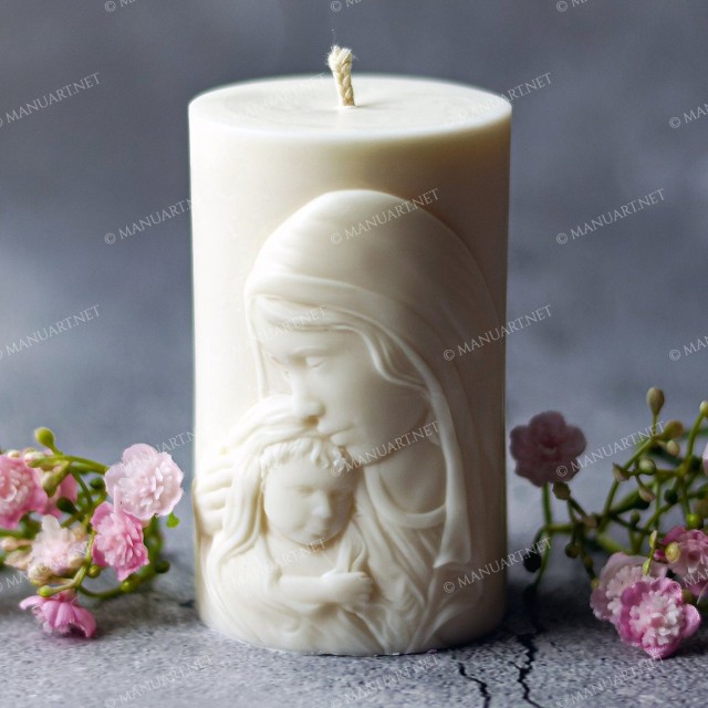 Forma silikonowa - Matka Boska z DzieciÄ…tkiem Jezus - Cylinder - do wyrobu mydÅ‚a, Å›wiec i odlewÃ³w 