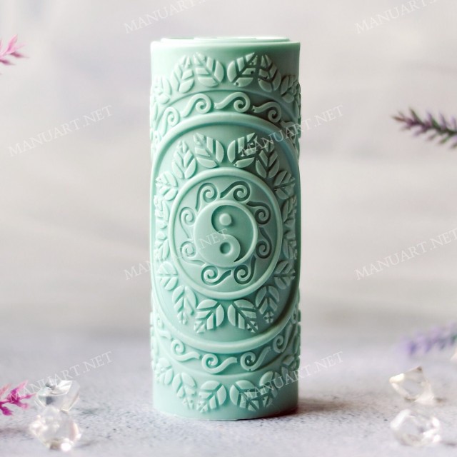 Forma silikonowa - Yin-yang mandala w kształcie cylindra 100mm - do wyrobu mydła, świec i odlewów 