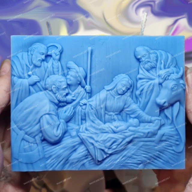 Forma silikonowa - DUŻE Narodzenie Jezusa 2D - do wyrobu mydła, świec i odlewów 