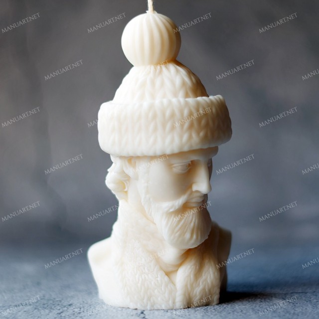 Forma silikonowa - DuÅ¼y Dawid z brodÄ… w zimowej czapce - do wyrobu mydÅ‚a, Å›wiec i odlewÃ³w 